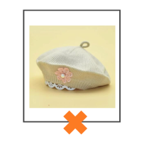 Kinder baret naturel met roze bloem